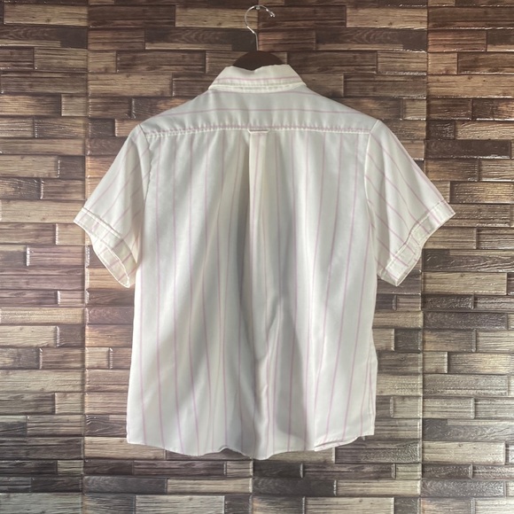 Womens Vintage 70’s Large Cream and Lavender Striped Button Down Shirt - Picture 3 of 9